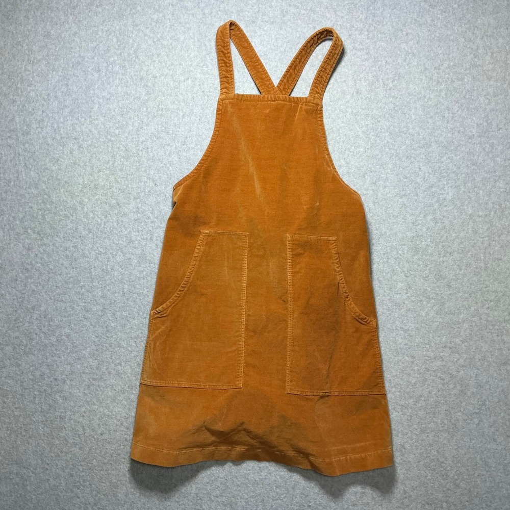 Madewell Corduroy Jumper Dress Orange Brown Pinafore Pockets Size M